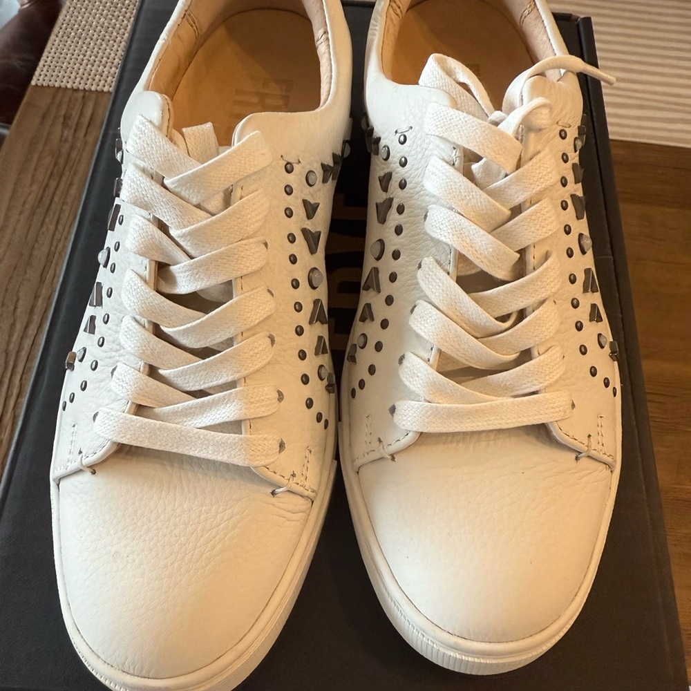 Frye White Leather Sneakers with Perforations